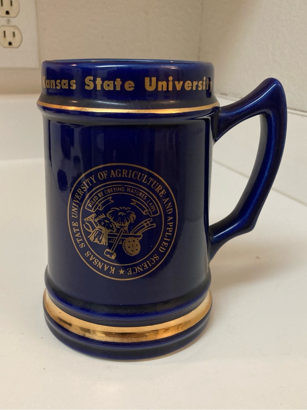 Vtg Kansas State University Ceramic Stein Mug 6” Tall Wildcats